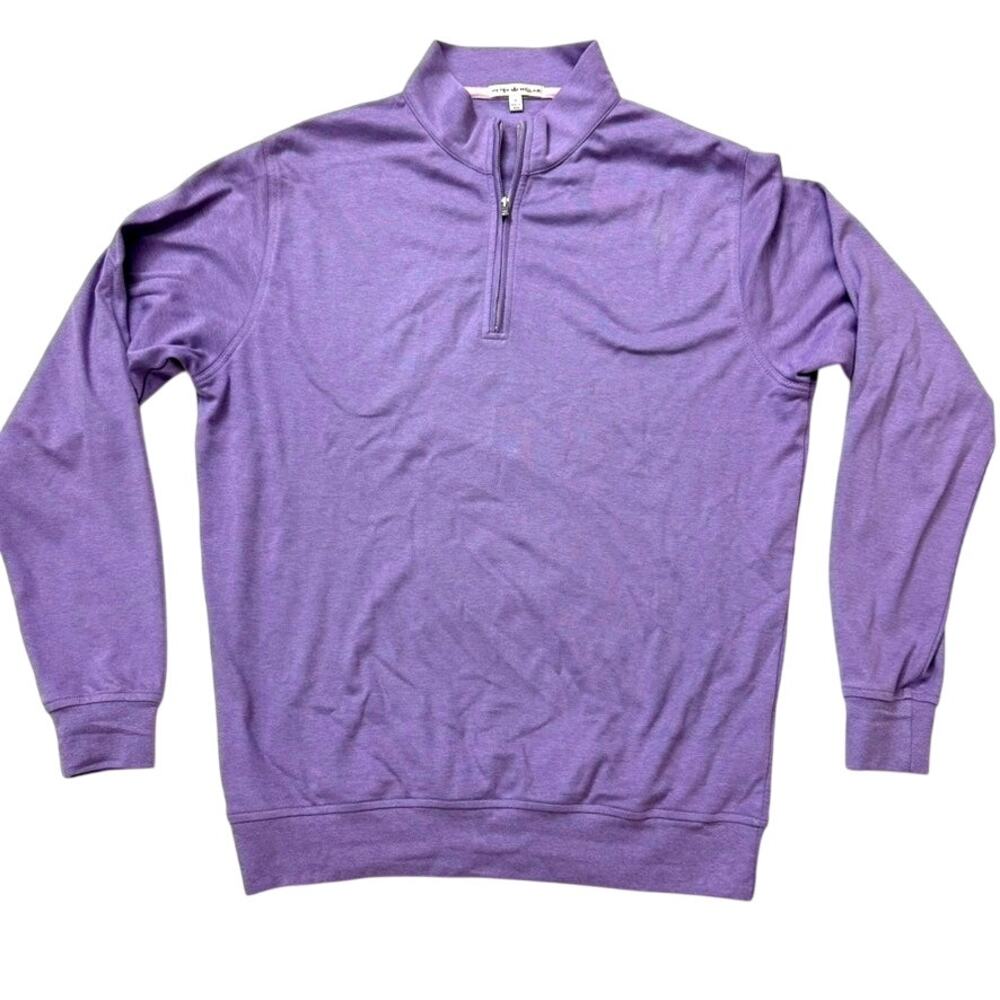 Peter Millar Mens Medium Purple Long Sleeve Quarter Zip Hoodie Sweater MS15K40